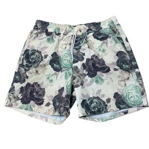 Rebel Minds Vintage Rose Board Mesh Shorts Streetwear Athletic Fit - Cream